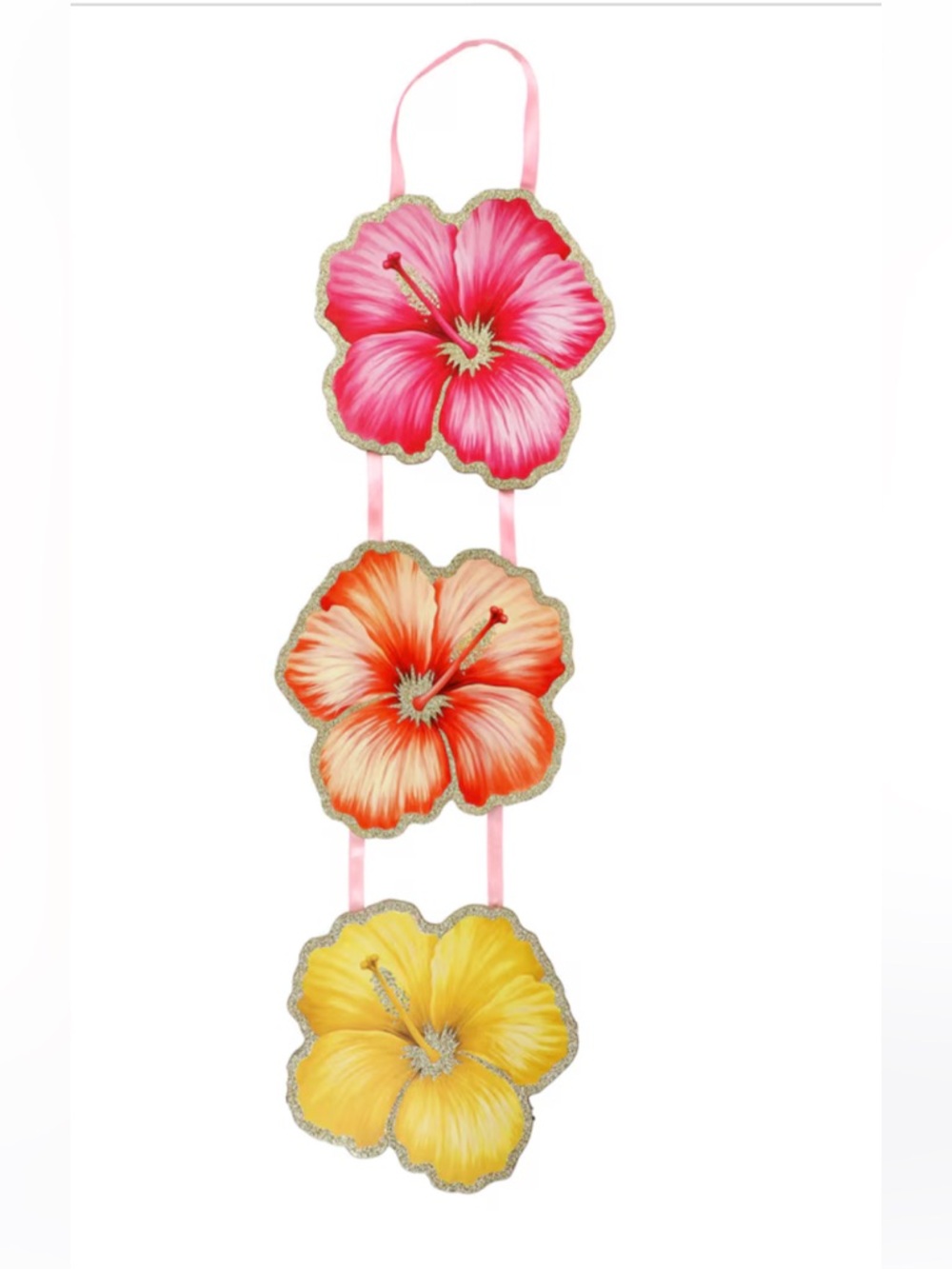 Hanging Hibiscus Floral Garland - Pink, Orange, Yellow